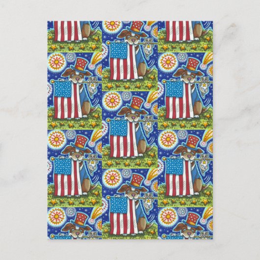 愛国の旗ペットドッグキャットマウスおもしろいかわいい シーズンポストカード (正面)