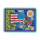 愛国の旗ペット犬ねこ可愛おもしろいい マグネット (横)