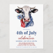 愛国の牛の7月の4th赤白&青パーティー シーズンポストカード (正面)