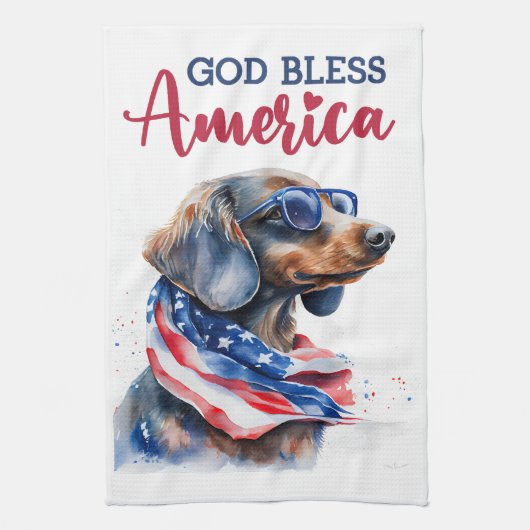 愛国の犬ダシュント キッチンタオル (縦)