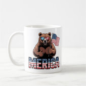 愛国の親指アップ熊マグカップ – おもしろいアメリカーナ コーヒーマグカップ (左)