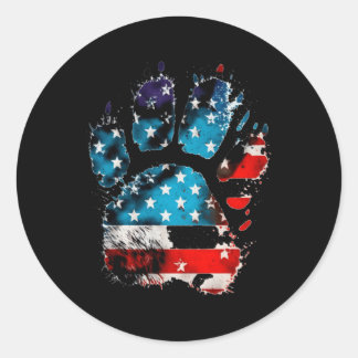 愛国の足Cat Paws On Usa Flag For Cat ラウンドシール