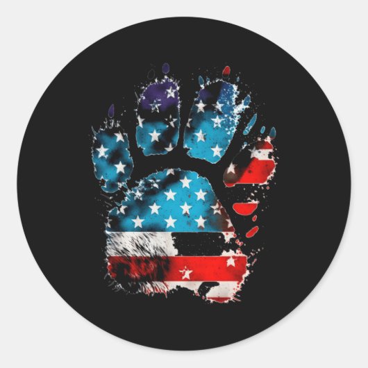 愛国の足Cat Paws On Usa Flag For Cat ラウンドシール (正面)