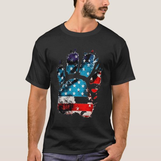 愛国の足Cat Paws On Usa Flag For Cat Tシャツ (正面)