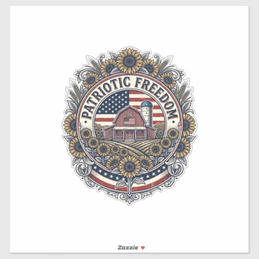 愛国ひまわり農場ベクターグラフィックTシャツ_1 シール (シート)
