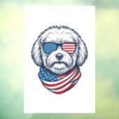愛国ふわふわ犬ベクターイラスト_1 ウィンドウサイン (シート3)