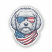 愛国ふわふわ犬ベクターイラスト_1 シール (正面)