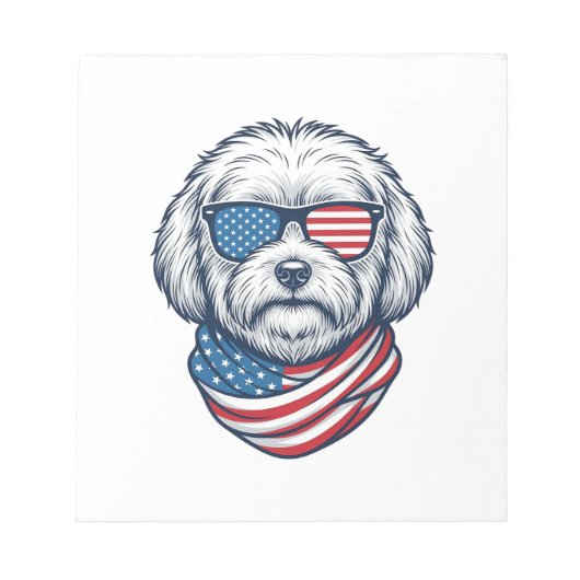 愛国ふわふわ犬ベクターイラスト_1 ノートパッド (正面)