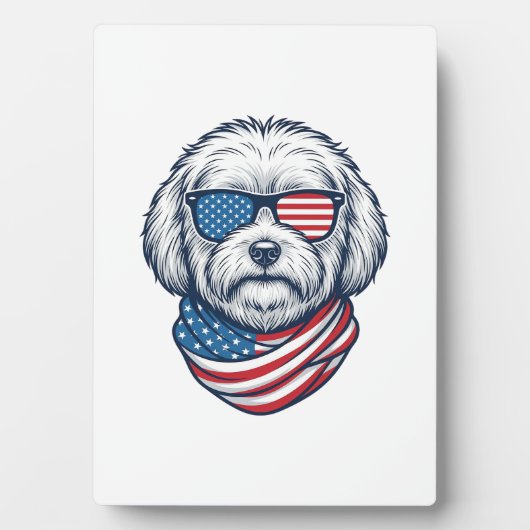 愛国ふわふわ犬ベクターイラスト_1 フォトプラーク (正面)
