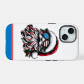 愛国アメリカクリスマスサンタクロース iPhone 15ケース (裏面横)