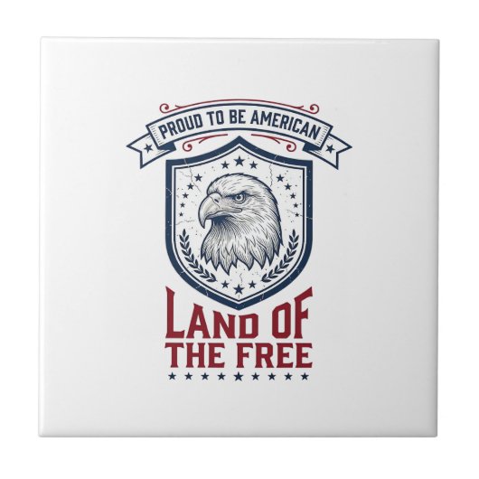 愛国アメリカシールドイーグルヴィンテージTシャツデザイン タイル (正面)