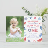 愛国アメリカビーチ1st誕生日パーティー写真 招待状 (スタンド正面)