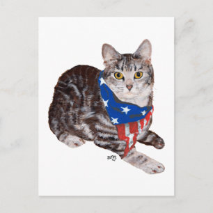愛国アメリカンショートヘア タビー猫 ポストカード