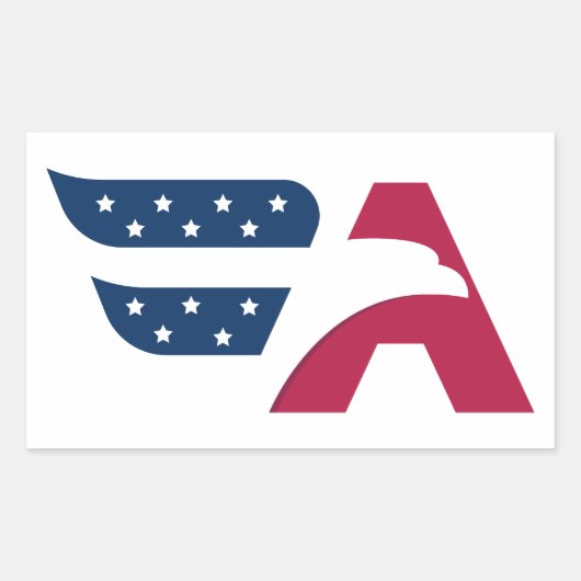 愛国アメリカンハクトウワシ レターA フラッグ 長方形シール (正面)
