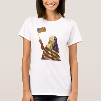 愛国アメリカン・フラッグ・ゴースト・ハロウィン Tシャツ