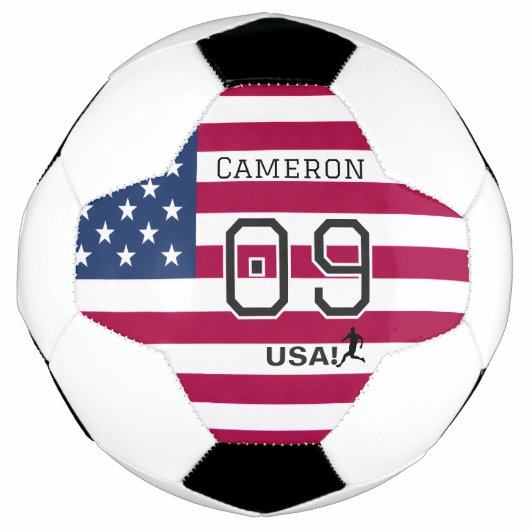 愛国アメリカ人アスリートシールド星条旗 サッカーボール (正面)