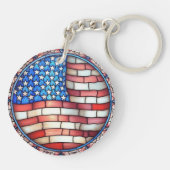 愛国アメリカ国旗アクリルキーホルダー キーホルダー (裏面)