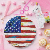 愛国アメリカ国旗アート ペーパープレート (パーティー)