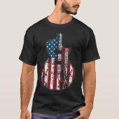 愛国アメリカ国旗ギターデザイン Tシャツ (正面)