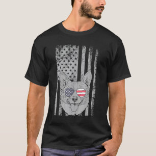 愛国アメリカ国旗コーギー女性ビーグル Tシャツ