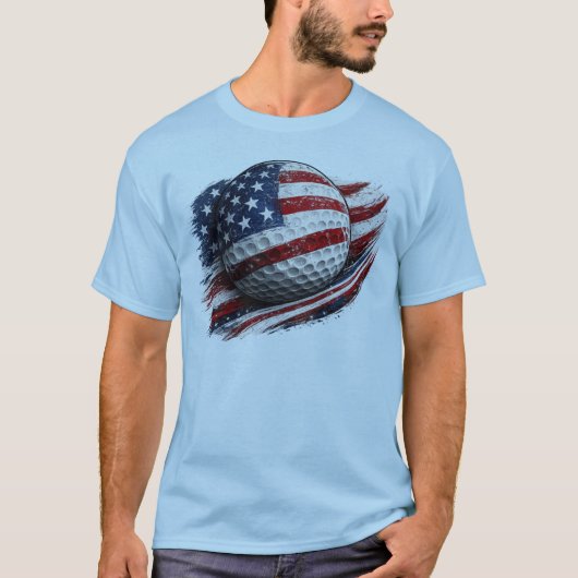愛国アメリカ国旗ゴルフ Tシャツ (正面)