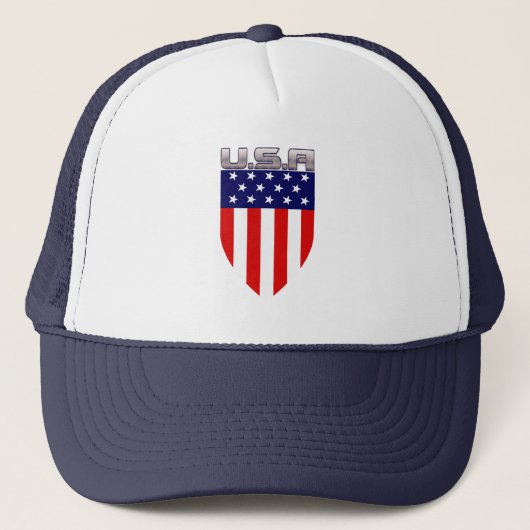 愛国アメリカ国旗シールド キャップ (正面)