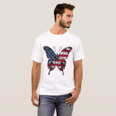 愛国アメリカ国旗バタフライ Tシャツ (正面フル)