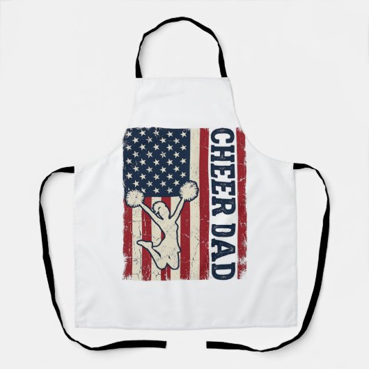 愛国アメリカ国旗ベクターTシャツデザイン お父さんを応援 エプロン (正面)