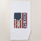 愛国アメリカ国旗ベクターTシャツデザイン パパを応援 ビーチタオル (正面)