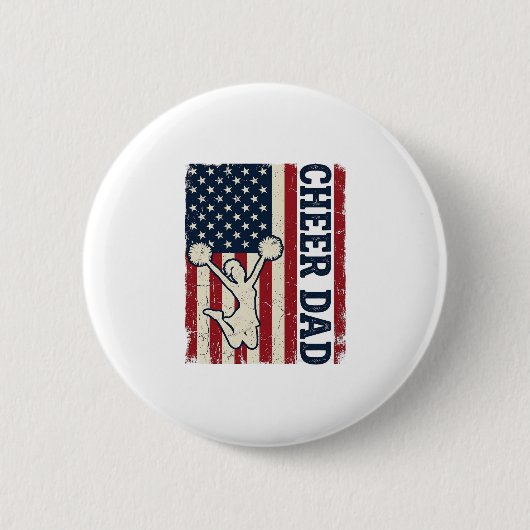 愛国アメリカ国旗ベクターTシャツデザイン パパを応援 缶バッジ (正面)