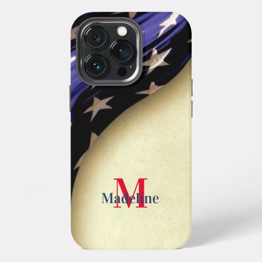 愛国アメリカ国旗モノグラム iPhoneケース (裏面)