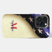 愛国アメリカ国旗モノグラム iPhoneケース (裏面横)