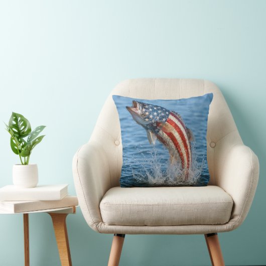 愛国アメリカ国旗魚 クッション (椅子)