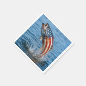 愛国アメリカ国旗魚 スタンダードカクテルナプキン (角)