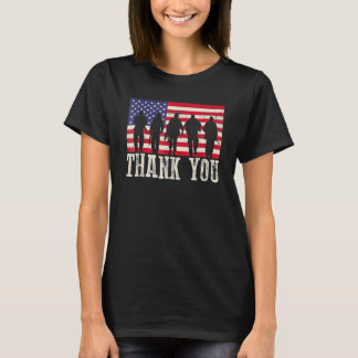愛国アメリカ国旗 メンズ退役軍人に感謝 Tシャツ