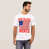 愛国アメリカ国旗 神よアメリカを祝福してください Tシャツ (正面フル)