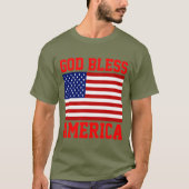 愛国アメリカ国旗 神よアメリカを祝福してください Tシャツ (正面)
