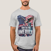 愛国アメリカ国旗 神よアメリカを祝福してください Tシャツ (正面)