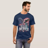 愛国アメリカ国旗 神よアメリカを祝福し給え Tシャツ (正面フル)