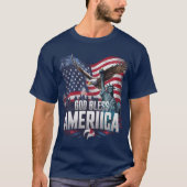 愛国アメリカ国旗 神よアメリカを祝福し給え Tシャツ (正面)