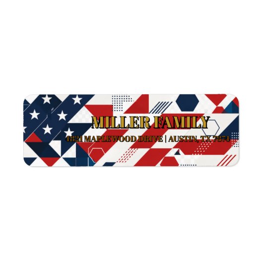 愛国アメリカ国旗 返信先住所ラベル ラベル (正面)