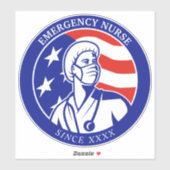 愛国アメリカ国旗 RN 登録看護師 名前入り シール (シート)