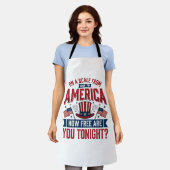 愛国アメリカ 今夜あなたはどれだけ自由ですか Tシャツ D エプロン (着用した状態)