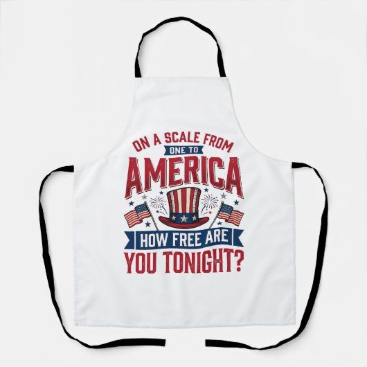 愛国アメリカ 今夜あなたはどれだけ自由ですか Tシャツ D エプロン (正面)
