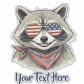 愛国アライグマアメリカ国旗サングラス シール (正面)