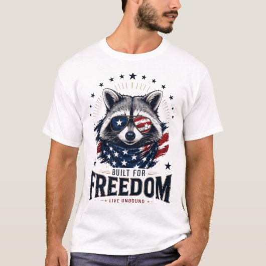 愛国アライグマ自由グラフィック Tシャツ (正面)