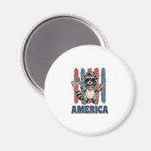 愛国アライグマ アメリカ ヴィンテージTシャツ デザイン1 マグネット (正面/裏面)