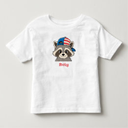 愛国アライグマ 赤 白 青 キャップ 名前 トドラー トドラーTシャツ