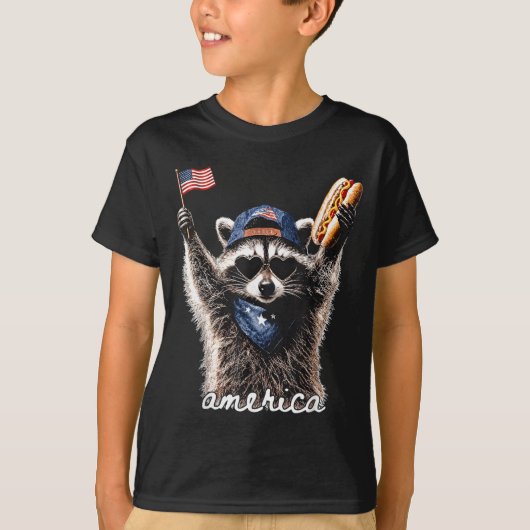 愛国アライグマ Tシャツ (正面)