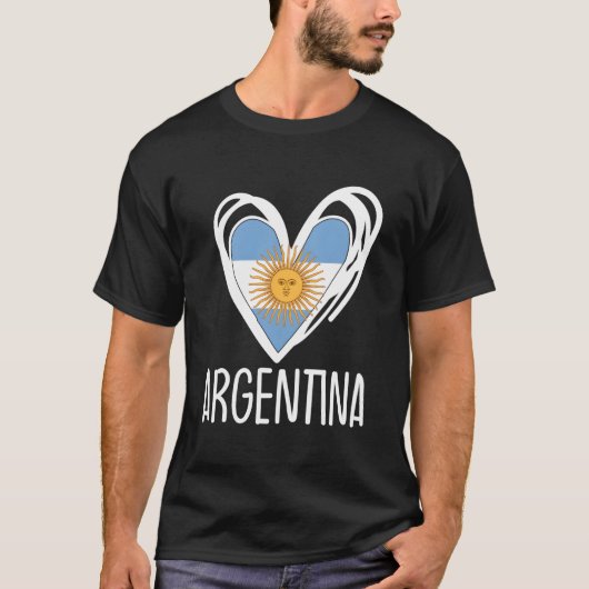 愛国アルゼンチン アルゼンチンの旗 Tシャツ (正面)